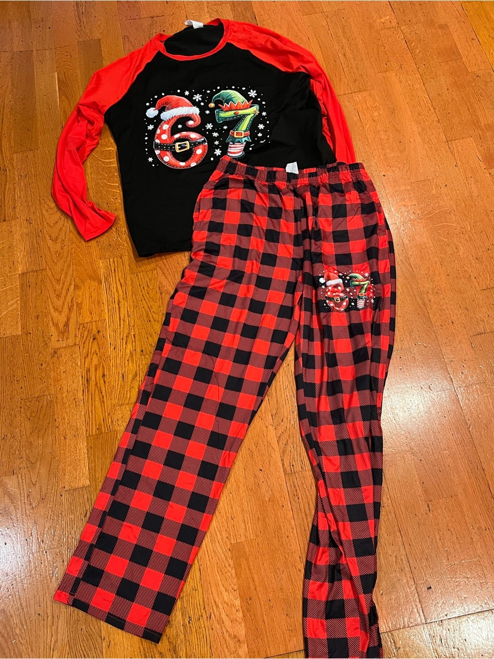 Men’s or kid Red & Black Buffalo Plaid Holiday Pajama Set